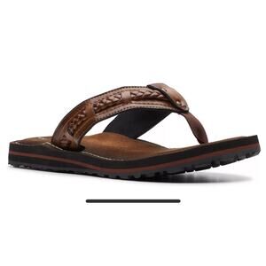 Clarks  Brown  leather Flip Flops Women's Thong Sandals Sz 10